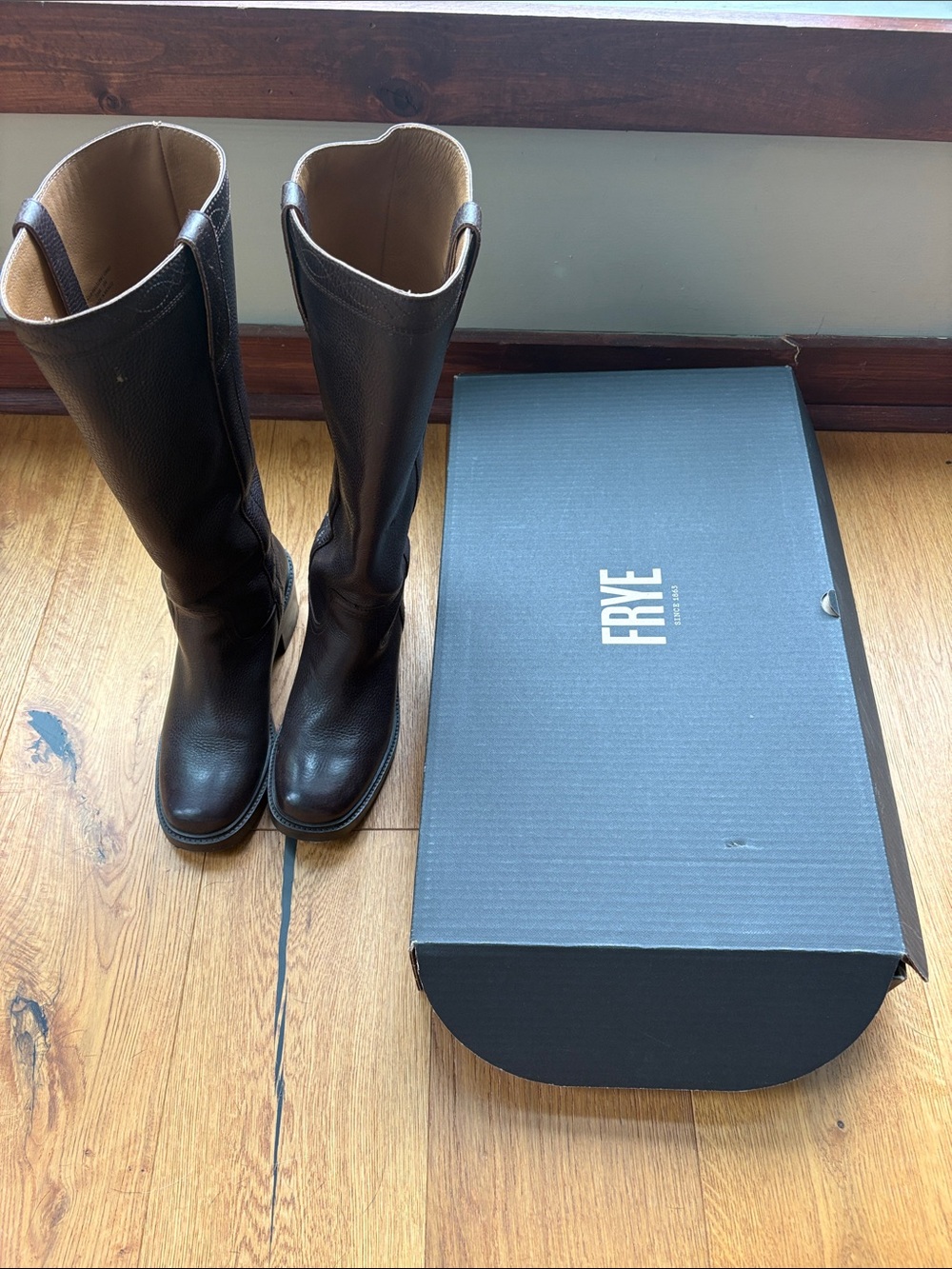 Frye Kate Tall Wide Calf Dark Brown Leather Boots